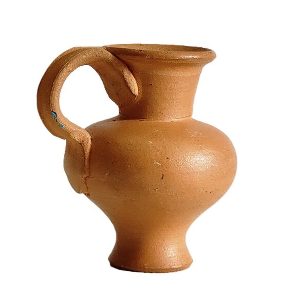 Vintage RARE Miniature Portugal Clay Jug Vase with Handpainted Floral Design - Picture 5 of 10